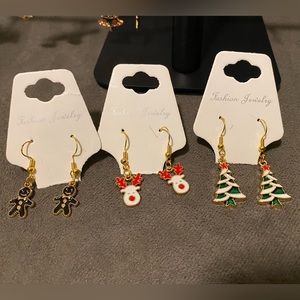 Reindeer tree gingerbread earrings fashion jewelry Christmas holiday woman New